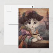 Pirat Katze mit einem Kaffee Postkarte (Vorne/Hinten)