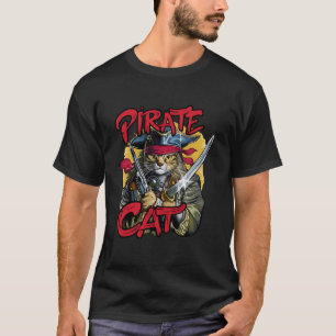 Pirat Katzen Halloween Katze Jolly Roger Lustige K T-Shirt