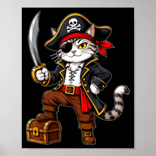 Pirat Katzen süß Halloween Kostüm lustige Grafik Poster