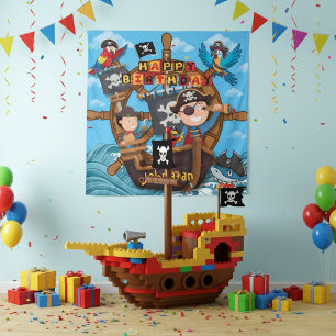 Pirat Kinder Geburtstagsbanner Wandteppich