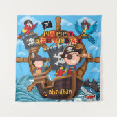 Pirat Kinder Geburtstagsbanner Wandteppich (Vorderseite)