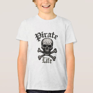 Pirat Leben Totenkopf & Kreuzknochen Grunge-Design Tri-Blend Shirt