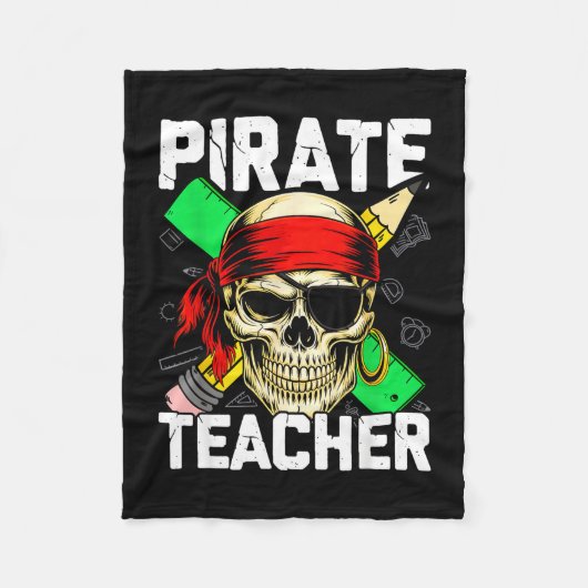 Pirat Lehrer lustiger Totenkopf  Fleecedecke (Vorderseite)