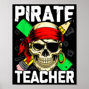 Pirat Lehrer lustiger Totenkopf Poster