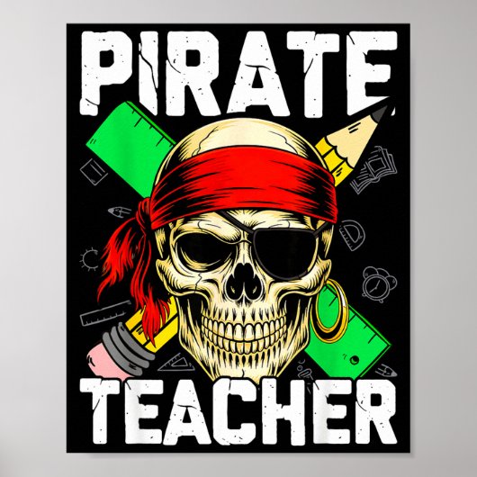 Pirat Lehrer lustiger Totenkopf  Poster (Vorne)