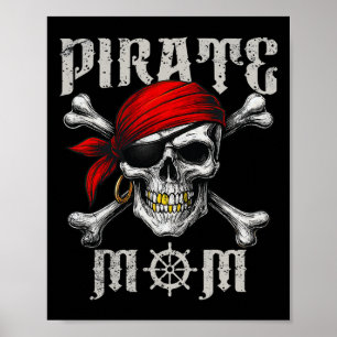 Pirat-Mama Jolly Roger-Flagge Und Totenkopf Hallow Poster