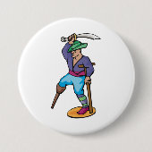 Pirat mit Holzbein und Schwert Button (Vorderseite)