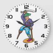 Pirat mit Holzbein und Schwert Große Wanduhr (Vorderseite)