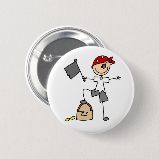 Pirat mit Schatz-Knopf Button (Vorne & Hinten)