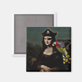 Pirat Mona Lisa mit Augenklappe Magnet (Vorderseite/Rückseite)