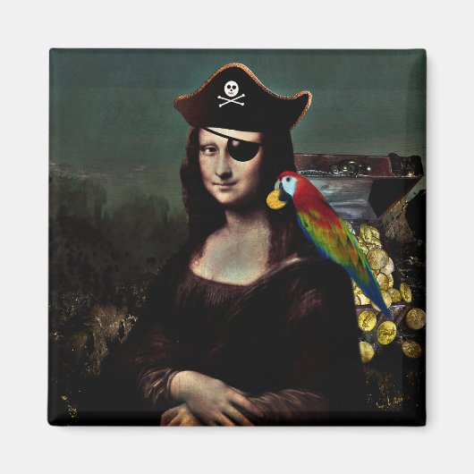 Pirat Mona Lisa mit Augenklappe Magnet (Vorne)