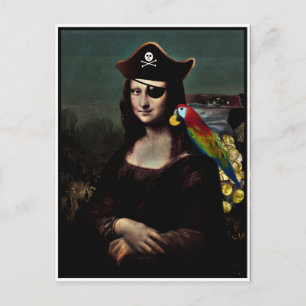 Pirat Mona Lisa mit Augenklappe Postkarte