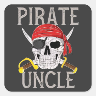 Pirat Onkel Jolly Roger Flagge Totenkopf Familie P Quadratischer Aufkleber