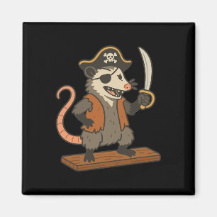 Pirat-Opossum Lustiger Halloween-Kostüm Opossum-Li Magnet