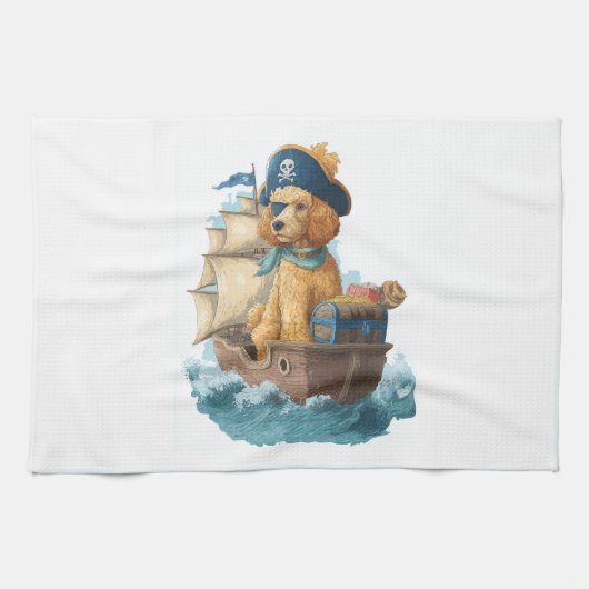 Pirat Pudel � Lustiger Seemann Geschirrtuch (Horizontal)
