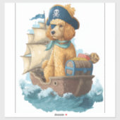 Pirat Pudel � Lustiger Sehund Aufkleber (Blatt)