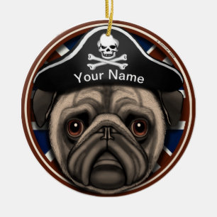 Pirat Pug Keramik Ornament