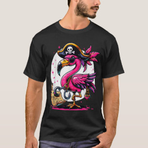 Pirat Rosa Flamingo Halloween-Party Jolly Roger T-Shirt
