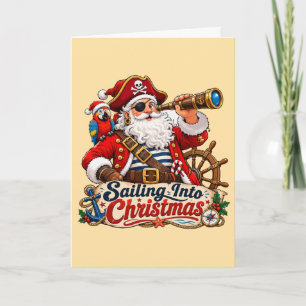 Pirat Santa segelt in Weihnachten Karte