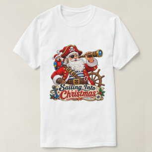 Pirat Santa segelt in Weihnachten T-Shirt