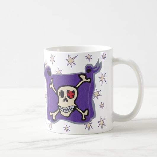 Pirat: Schädel-und Kreuz-Knochen-Flagge mit Kaffeetasse (Rechts)