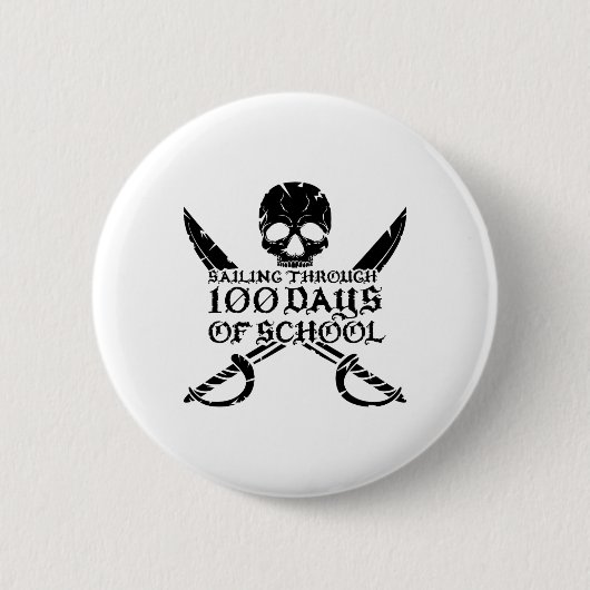 Pirat segelt durch 100 Tage Schuljungen Button (Vorderseite)
