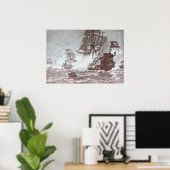 PIRAT SHIP BATTLE IN BLACK AND WHITE POSTER (Heimbüro)