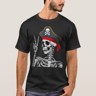 Pirat Skelett Friedenszeichen Schädel Halloween T-Shirt