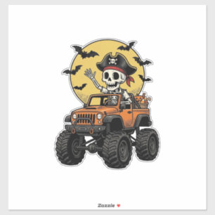 Pirat-Skelett-Monster-Truck-Halloween-Design_1 Aufkleber