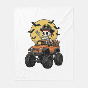 Pirat-Skelett-Monster-Truck-Halloween-Design_1 Fleecedecke