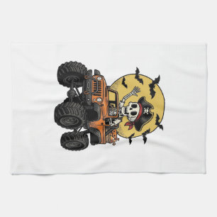 Pirat-Skelett-Monster-Truck-Halloween-Design_1 Geschirrtuch