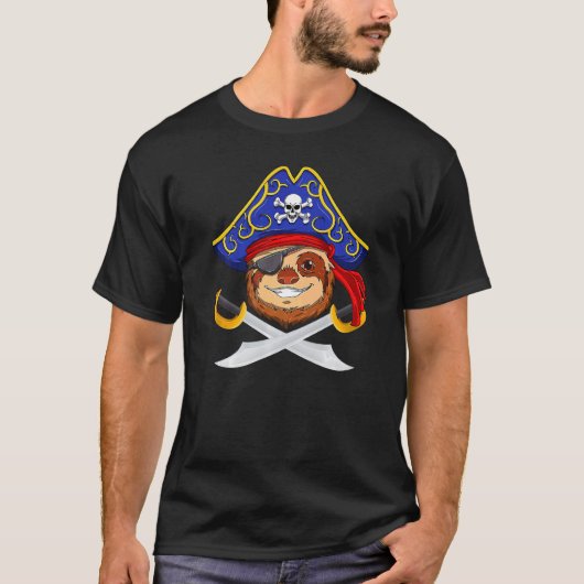 Pirat Sloth Jolly Roger Halloween Costume Day Boy T-Shirt (Vorderseite)