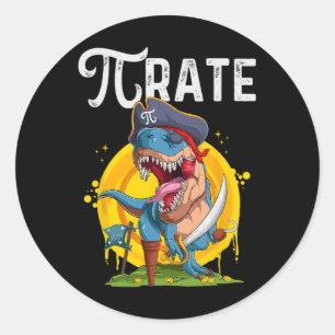 Pirat T-Rex Pi Rate Dino Pi Rate Mathe Geek Lustig Runder Aufkleber