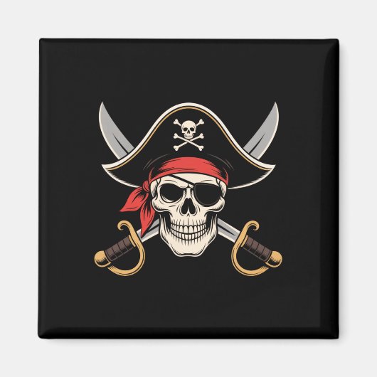 Pirat Totenkopf Jolly Roger Flagge Halloween lusti Magnet (Vorne)