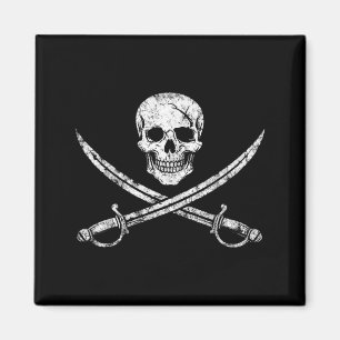Pirat Totenkopf Kreuz Schwerter Jolly Roger Magnet