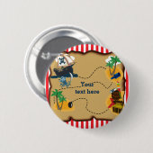 Pirat Treasure Map Birthday Party Pin BUTTON (Vorne & Hinten)