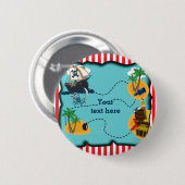 Pirat Treasure Map Birthday Party Pin BUTTON (Vorne & Hinten)