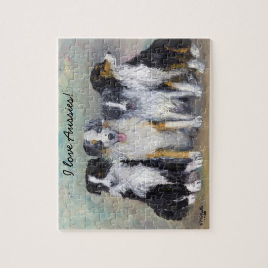 Pirat und Daughters - Australian Shepherds Puzzle (Vertikal)