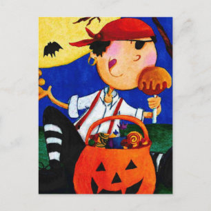 Pirat und Kürbis Postkarte