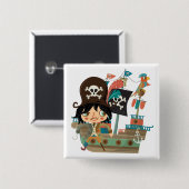 Pirat und Piraten-Schiff Button (Vorne & Hinten)