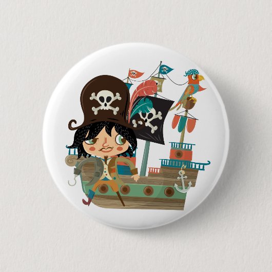 Pirat und Piraten-Schiff Button (Vorderseite)