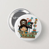 Pirat und Piraten-Schiff Button (Vorne & Hinten)