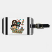 Pirat und Piraten-Schiff Gepäckanhänger (Vorderseite horizontal)