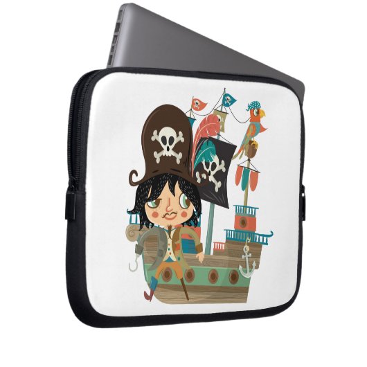 Pirat und Piraten-Schiff Laptopschutzhülle (Vorne Rechts)