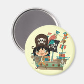 Pirat und Piraten-Schiff Magnet (Vorderseite/Rückseite)