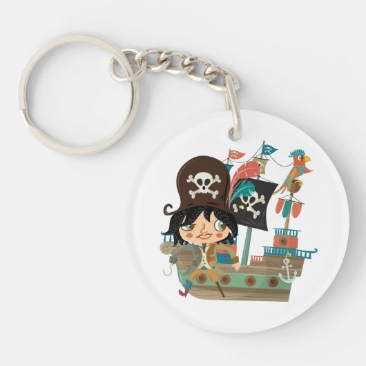 Pirat und Piraten-Schiff Schlüsselanhänger (Vorderseite)