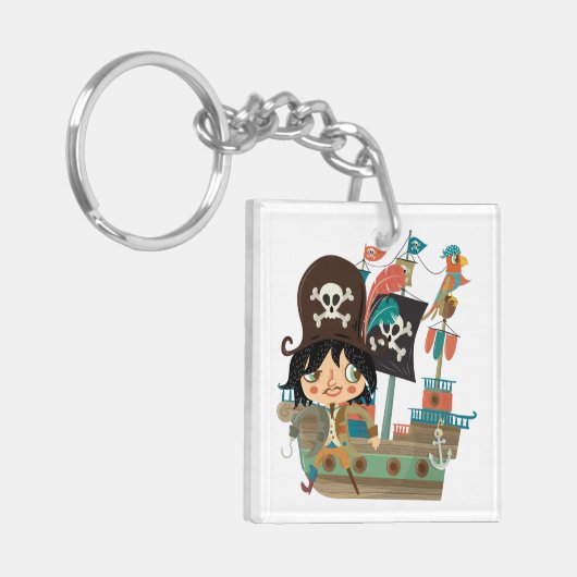 Pirat und Piraten-Schiff Schlüsselanhänger (Vorderseite links)