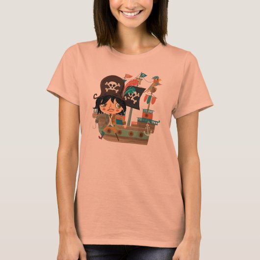 Pirat und Piratenschiff T-Shirt (Vorderseite)