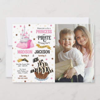 Pirat und Prinzessin Foto Geschwister Gemeinsamer Einladung