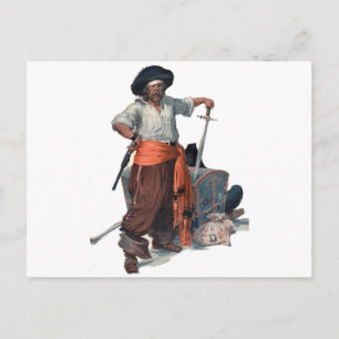 Pirat und Schatz Postkarte
